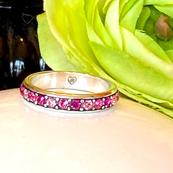 ⭐️KM⭐️Brighton CRYSTAL PALACE Pink Swarovski Crystal Stacking band ring Rare - Picture 2 of 11